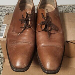 Mens Dress Shoes Size 10 M Oxford Brown Leather Cap Toe Lace Up "Vero Cuoio"